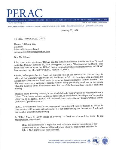 PERAC Letter 1